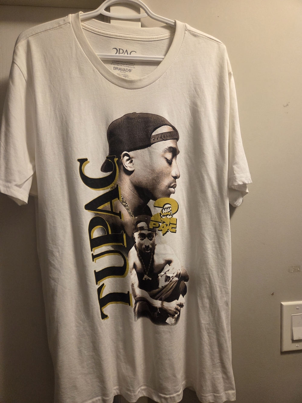 Bravado White Tupac Profile & Graphic Short Sleeve Tee